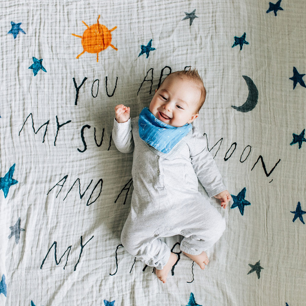 Moon and top stars swaddle