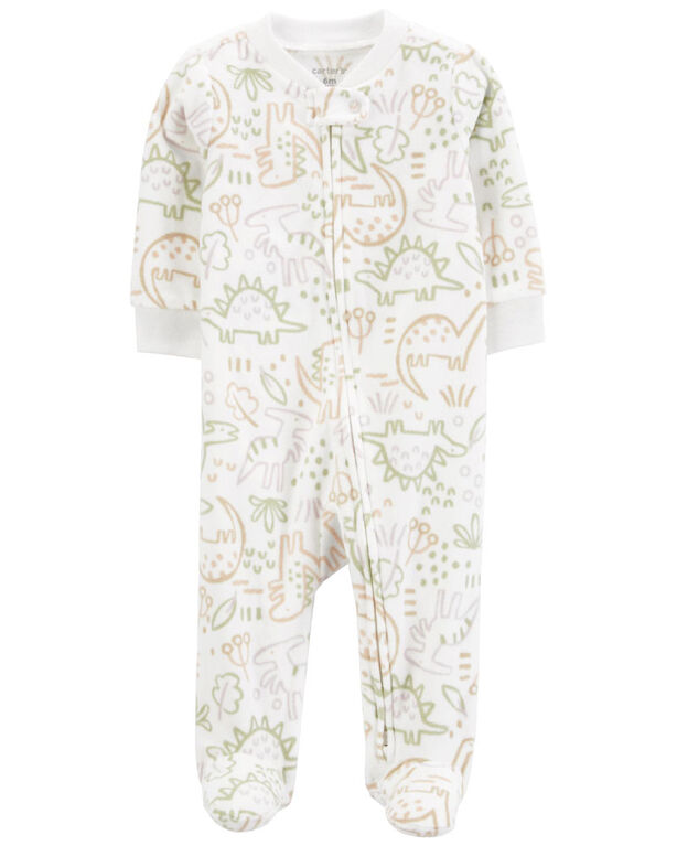 Carter's Dinosaur Zip Up Fleece Sleep And Play Ivory 6M