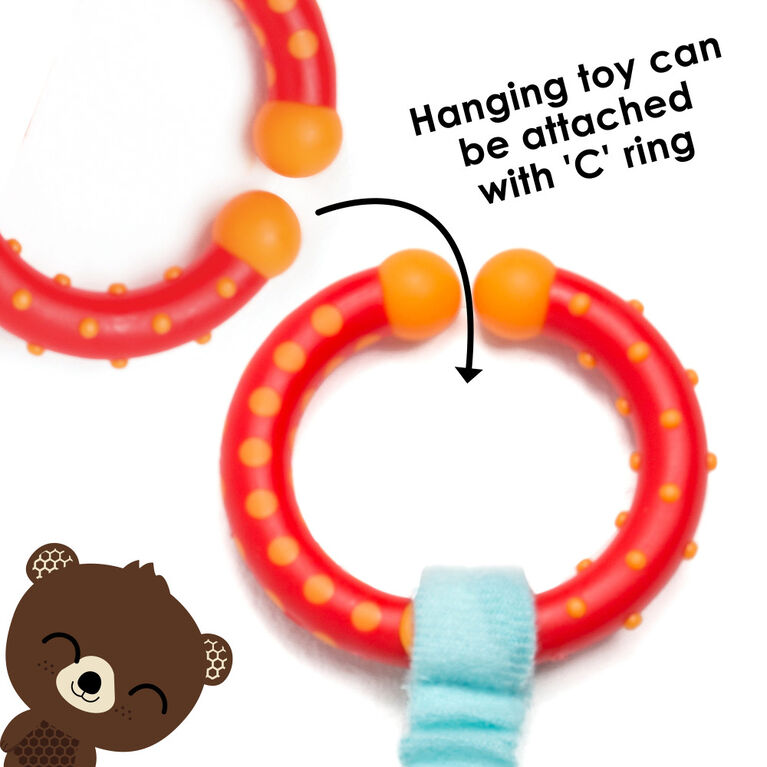 Diono Bear Character Car Seat Straps & Linkee Toy, Shoulder Pads for Baby, Infant, Toddler, 2 Pack Reversible Soft Seat Belt Cushion and Stroller Harness Covers Helps Prevent Strap irritation