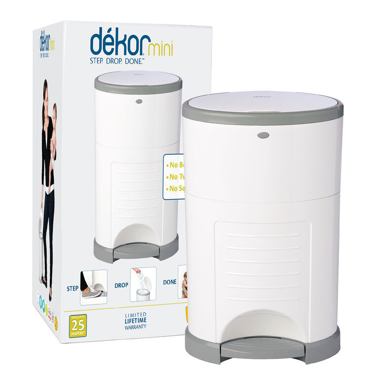 Poubelle à couches Dékor Mini - Blanc - Édition anglaise
