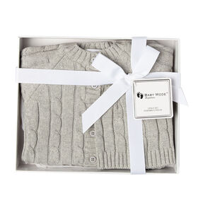 Baby Mode Signature Ensemble cardigan deux pièces et chapeau gris : 0-6M