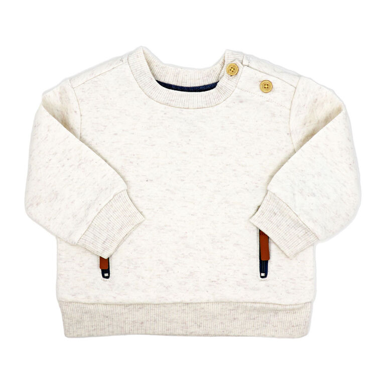 Baby Mode  2 Piece Quilted Jogger Set: Oatmeal Blue