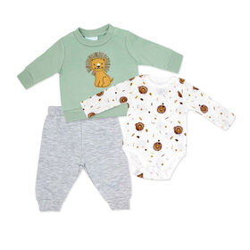 Baby Mode Ensemble de jogging en polaire 3 pièces : lion vert 24M