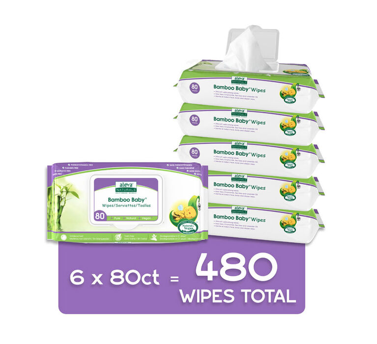 Aleva Naturals Bambo Baby Serviettes - 480 Count.