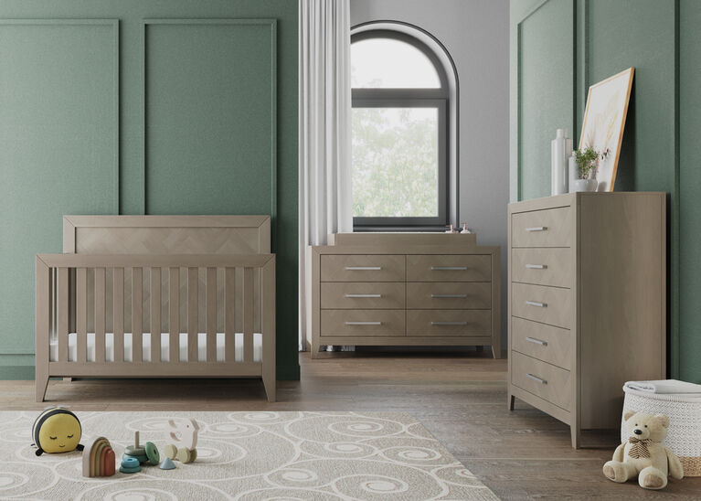 Child Craft Kieran 4-in-1 Convertible Crib, Crescent Gray