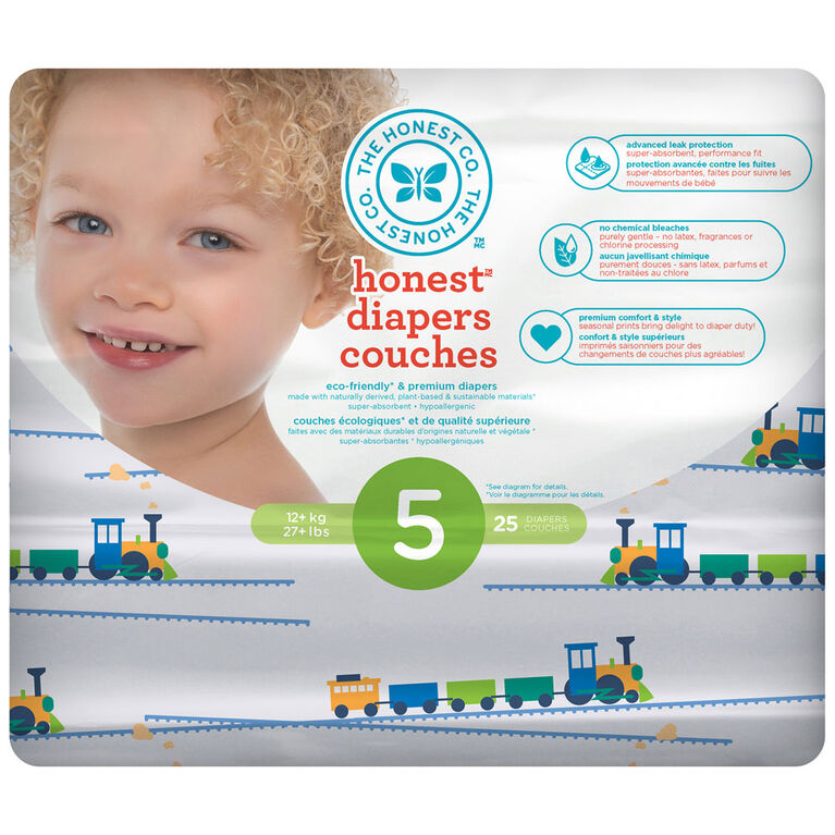Honest Diapers Size 5 Trains.