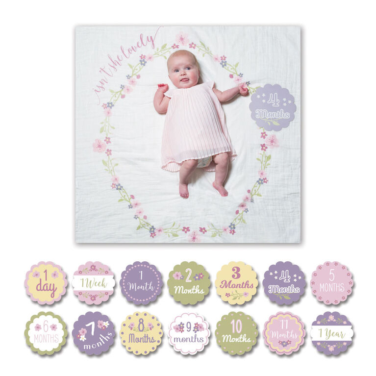 Lulujo - Baby's 1st Year Isn't She Lovely Milestone Blanket & Cards Set