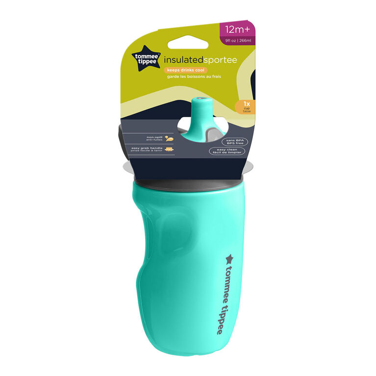 Tommee Tippee Insulated Sportee Cup, Spill-Proof (9oz, 12m+, Teal)