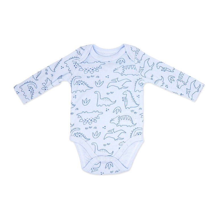 Baby Mode 3 Piece Fleece Jogger Set:Blue Dinosaur 6M