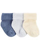 Carter's Three Pack Ribbed Booties Blue  12-24M