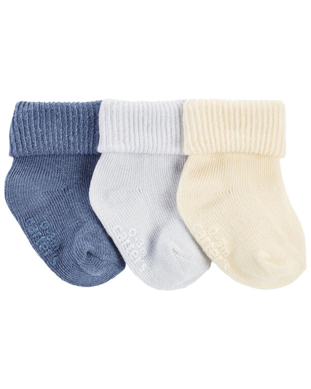 Carter's Three Pack Ribbed Booties Blue  12-24M