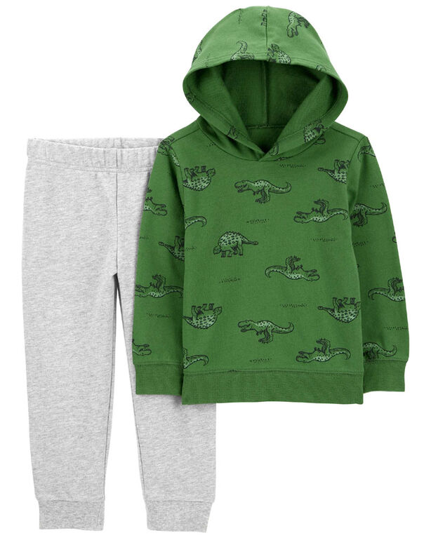 Carter's Two Piece Dinosaur Hooded Tee and Jogger Set Green  24M