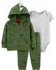 Carter’s 3-Piece Dinosaur Cardigan Set - Green, 24 Months