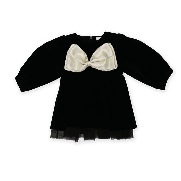 Baby Mode Signature Black Velvet Bow Dress 2Y
