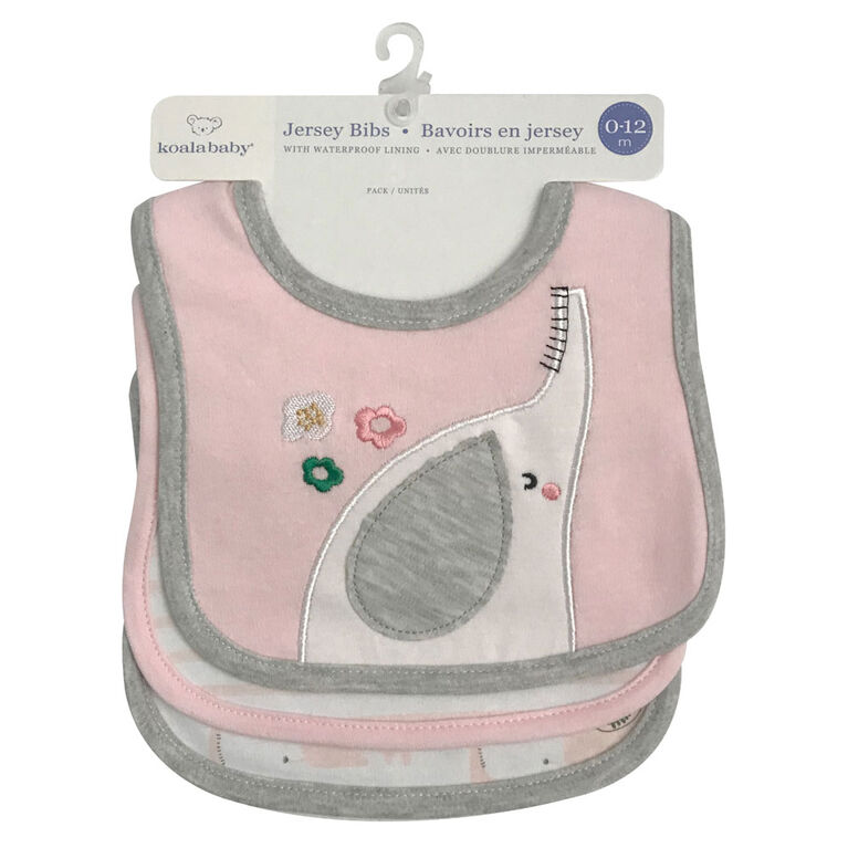 Koala Baby - 3 Pk Jersey Bavoir 3D Rose Zen Elephant