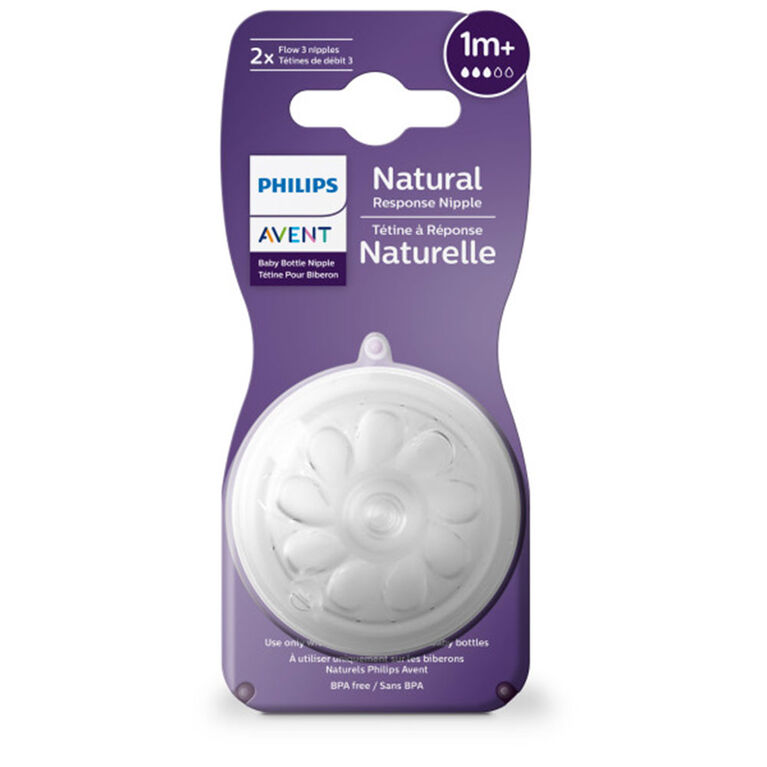 Tétine Natural Response Philips Avent à débit no 3, 1 mois et plus, emb. de  2, SCY963/02