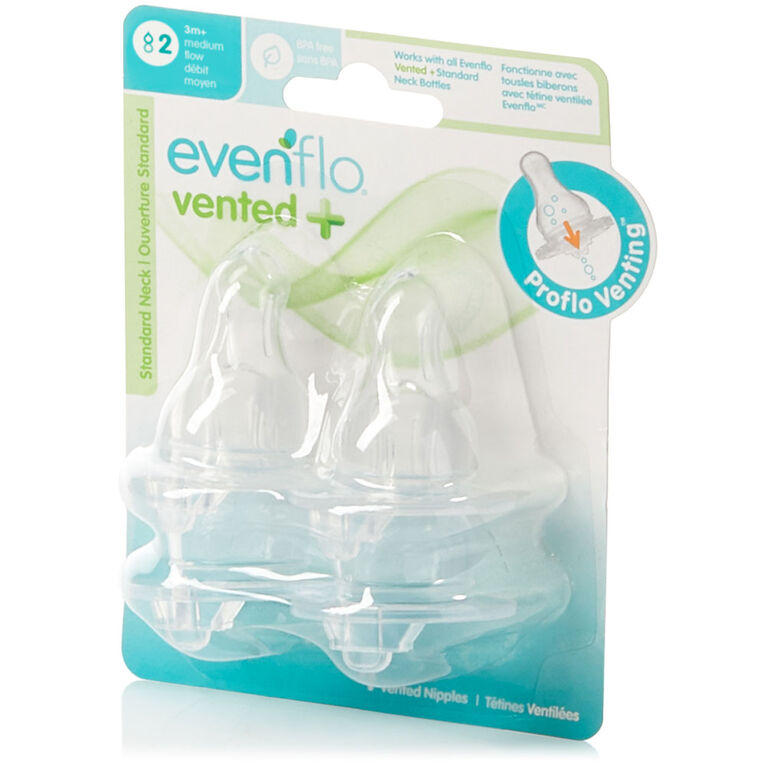 Evenflo Proflow + Vented Medium Flow Nipple, 4-Pack