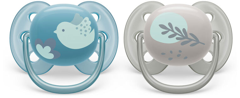 Avent Ultra Soft Pacifier  6-18m dove /leaf 2pk