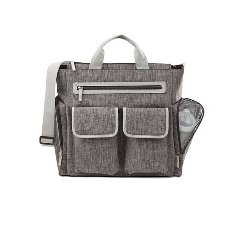 Baby Boom Places and Spaces Satchel Diaper Bag - Cross Hatch with Cream Trim