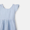 Back Tie Dress Short Sleeve Lt Blue Stripe 12-18M