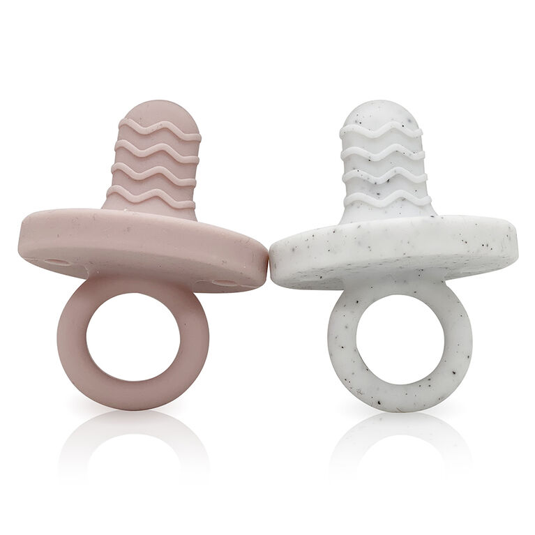 Siliteethe Jouets-dentition en silicone rose/gris rêveur