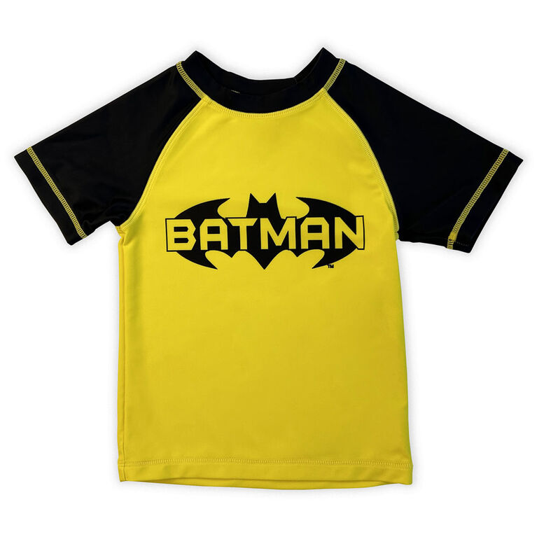 Rashguard &agrave; manches courtes Batman - Jaune 5T