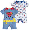 Superman Newborn Future Superhero 2 Pack Rompers 6-9M Blue