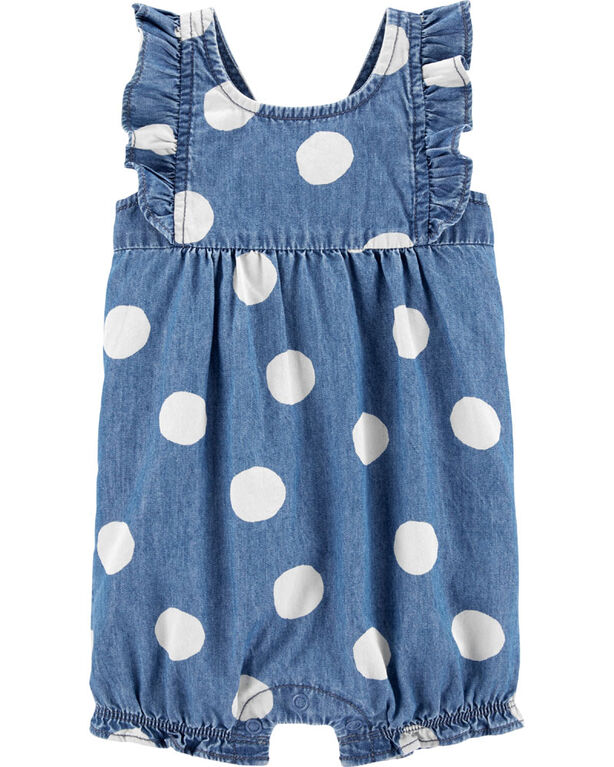 Barboteuse en chambray à pois Carter's - bleu, 18 mois
