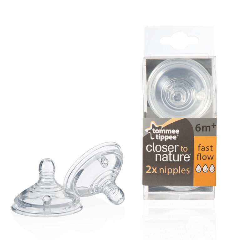 Tommee Tippee Closer to Nature - Fast Flow Nipple, 2-Pack