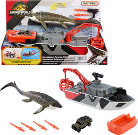 Matchbox-Bateau de sauvetage Mosasaure Jurassic World-coffret