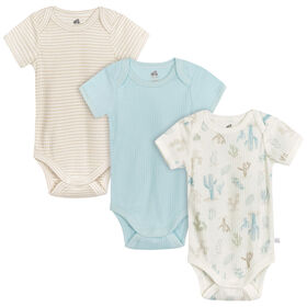 Just Born - 3-Pack Baby Desert Cactus Short Sleeve Bodysuits - 0-3 months