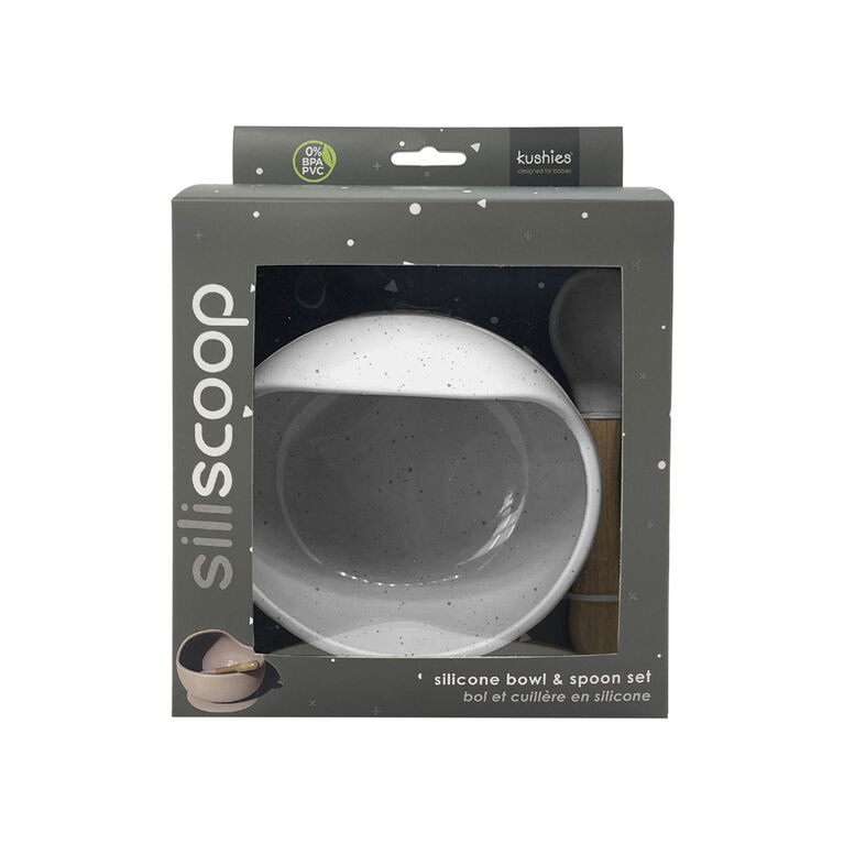 Silicone bowl and spoon set Day Dream Grey