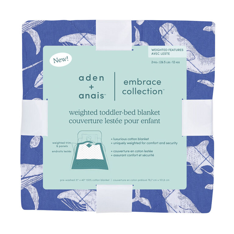 Aden + Anais Toddler-Bed Weighted Blanket - Whale Watching