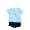 Mini Hop 3 Piece Navy Short Set: Dog