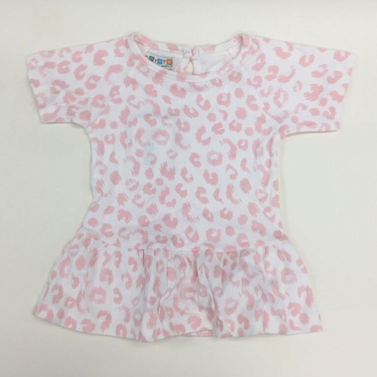 Coyote and Co. Pink & white leopard print tee with peplum - size 3-6 months