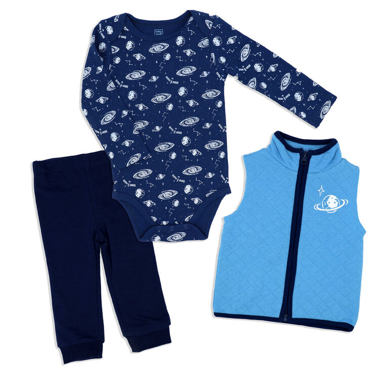 Baby Mode 3 Piece Vest Set: Navy Galaxy