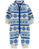 Carter's Fair Isle Fleece Jumpsuit Blue  12M