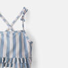 Swim Ruffle Bow 2 Piece Lt Blue Wht Stripe 0-6M