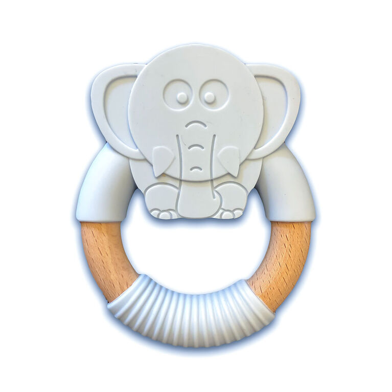 babyworks Silicone & Beechwood Teething Ring - "Elly" Elephant
