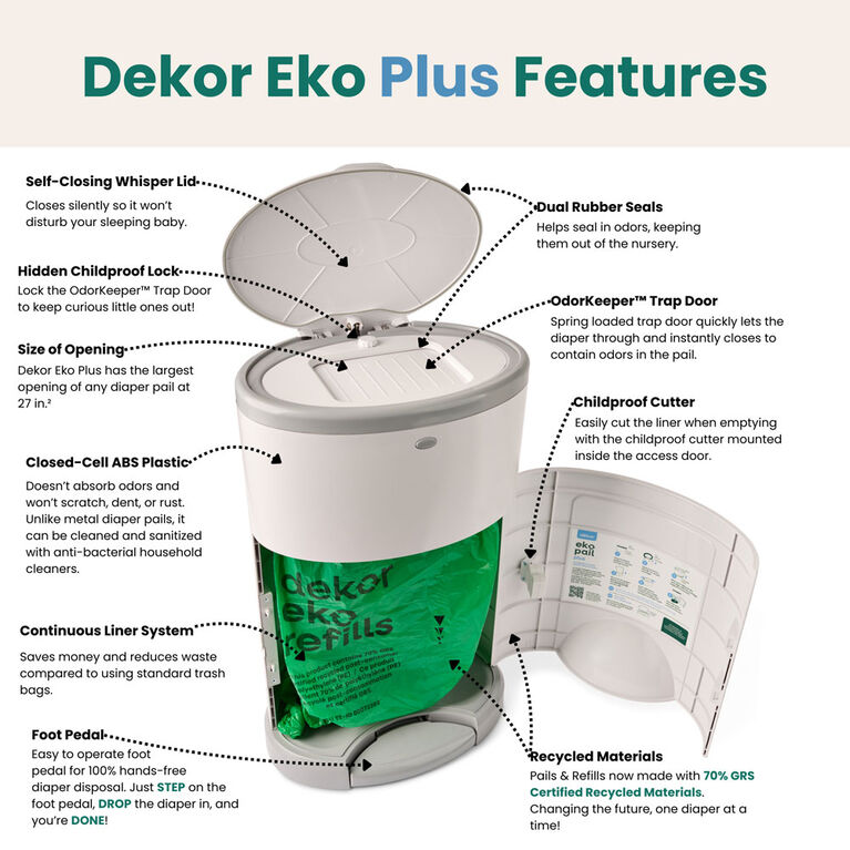 Dekor Eko Plus Diaper Pail, White