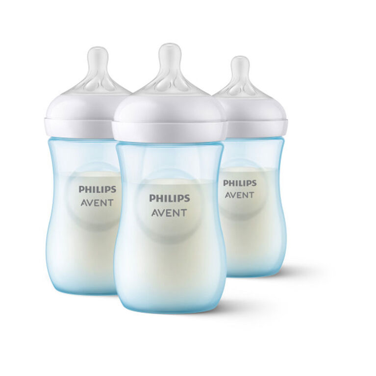 Biberon naturel Philips Avent avec tétine à réponse naturelle, avec motif  éléphant bleu, 9 oz, paquet de 3, SCY903/63 Avent Deco biberon 9oz 3pk 