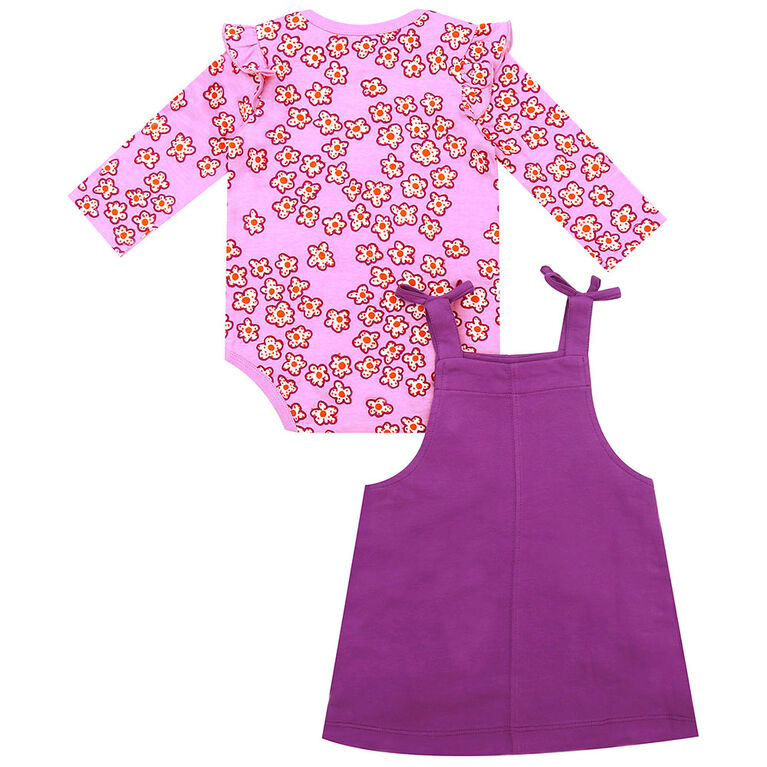 earth by art & eden - Cheyenne Jumper Set-2-Piece Overall Set - Orchid Bouquet, 3 Months