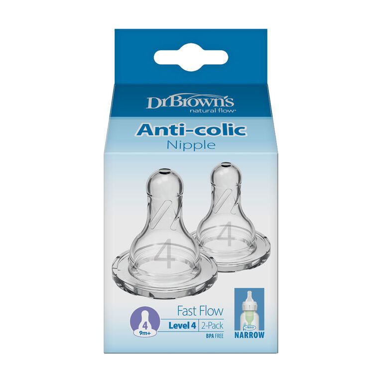 Tetine pour biberon étroite de Dr. Brown's - Niveau 4, 2 Pack