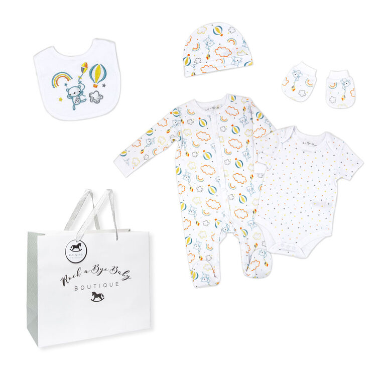 Rock a Bye Baby Rainbow Bear Layette Gift Bag Set 0-3m