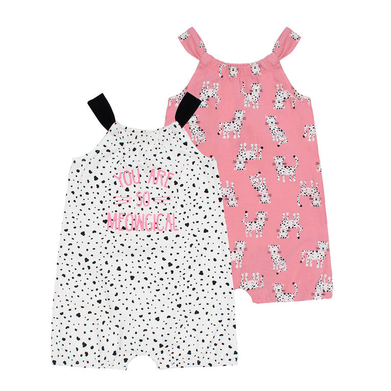 PL Baby Feline Fabulous Dual Pack Rompers Off White 9M