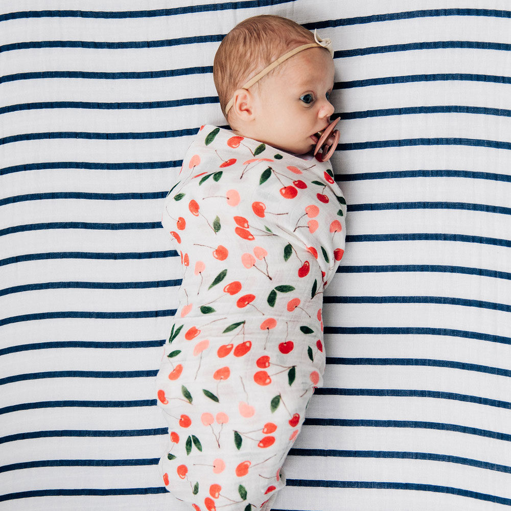 Red Rover Cotton Muslin Swaddle Single Cherries R Exclusive