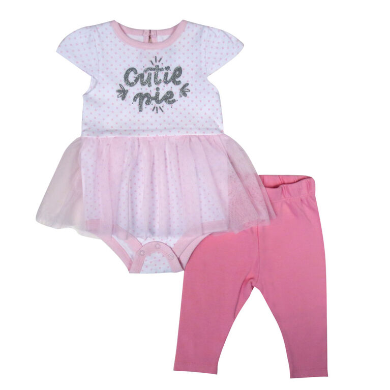 Rococo 2 Piece Pant and tutu Bodysuit Set - Pink, 6 Months