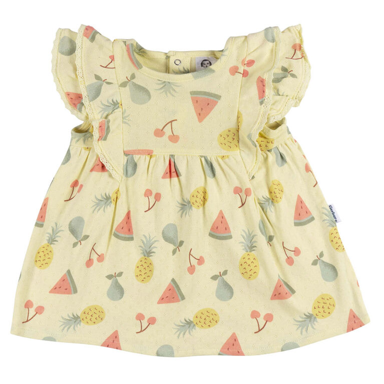 Gerber Childrenswear - 2-Piece Dress + Diaper Set - Fruit - 6-9M