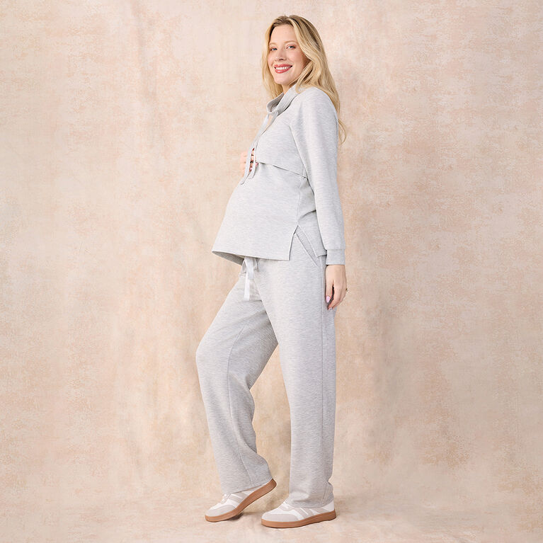 Motherhood - Scuba Wide Leg Pant - Grey mix