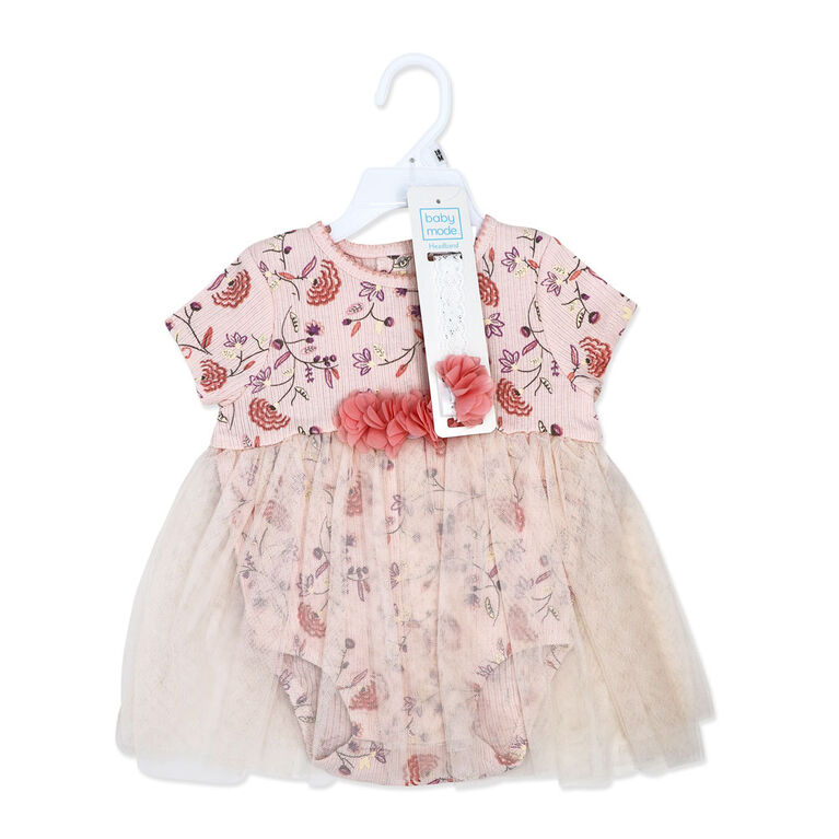 Baby Mode 2 Piece Tutu Romper Set: Pink Floral